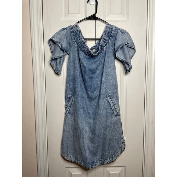 All Saints Dresses All Saints Adela Chambray Off Shoulder Dress Womens XS - Picture 1 of 12